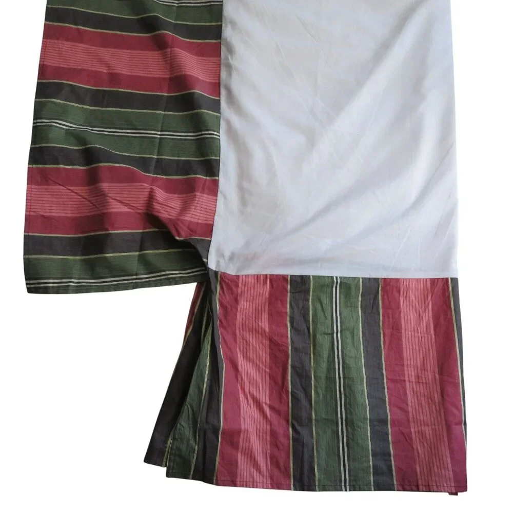 Vintage Y2K Waverly Queen Bed skirt Pink Green Brown Stripes 14.5 in Drop
